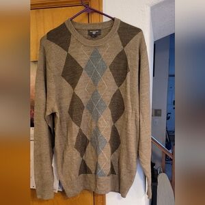 Dockers Men's Argyle Crewneck Sweater - Brown and Blue